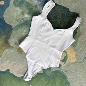 And Now This White BodySuit SweetHeart Neckline XS